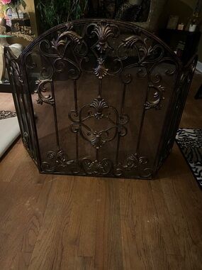 Midnight Velvet Ornate Bronze Metal Fireplace Screen